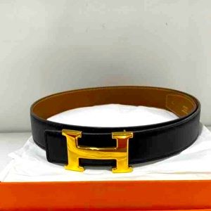 Hermes black reversible belt strap 85